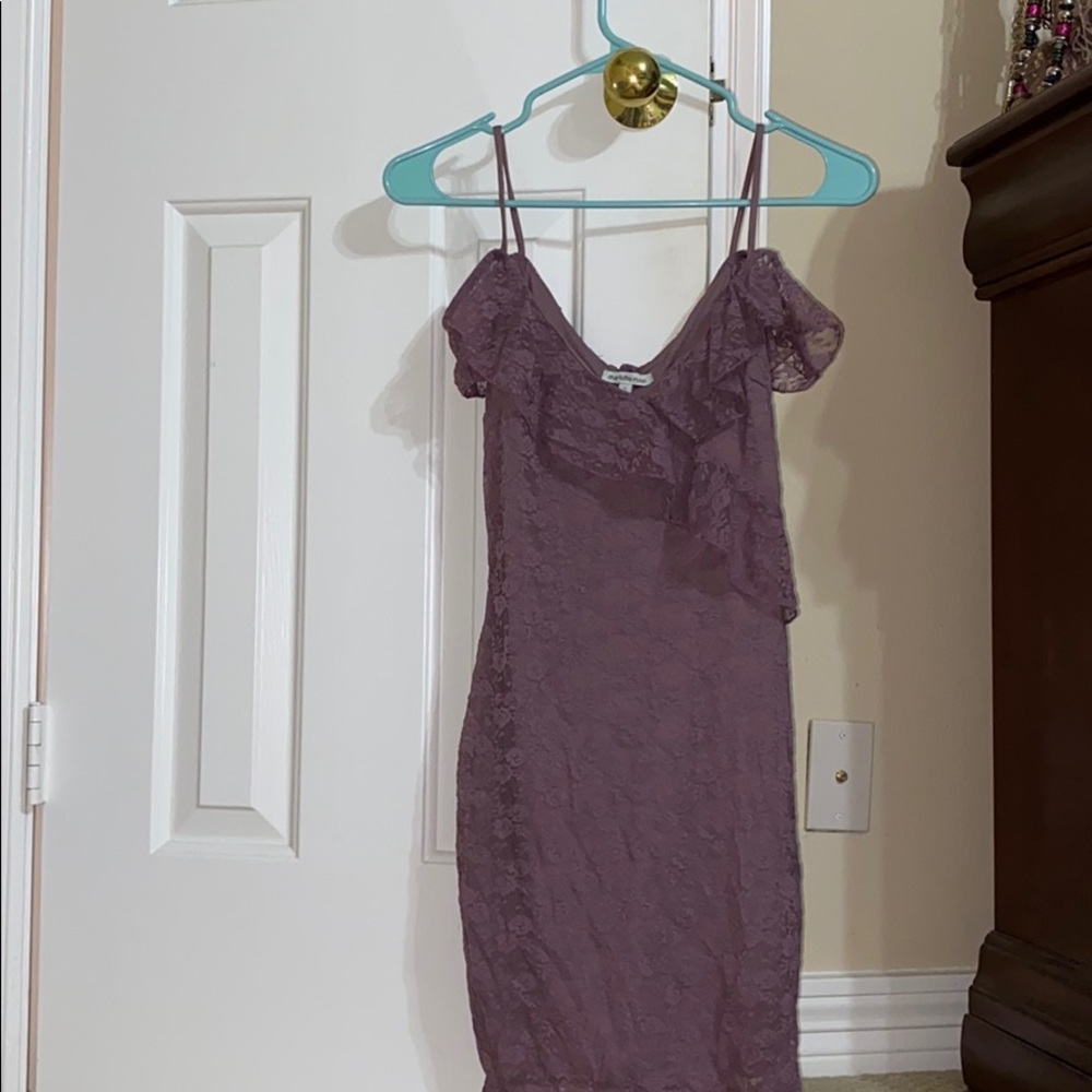 Mauve Ruffled Mini Dress